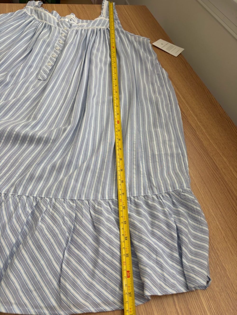 NWT Eileen West Nightgown XL Blue Stripe Sleeveless Lace Trim Cottagecore - Picture 9 of 10
